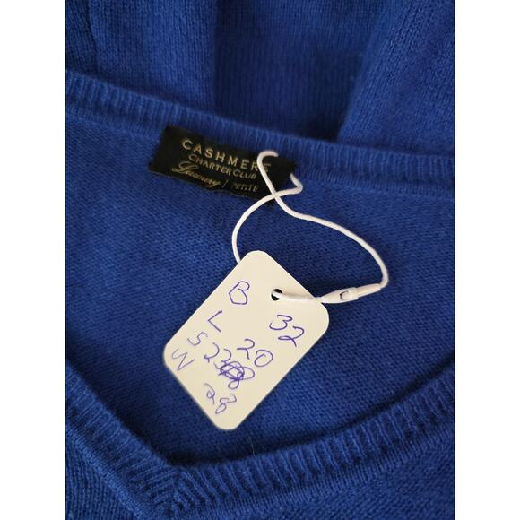 Charter Club 100% Cashmere Royal Blue Sweater Cardigan Size Small Petite - Picture 4 of 4